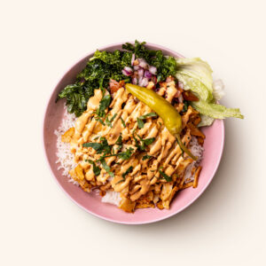 Växtbaserad kebab med ris